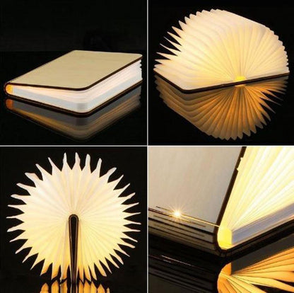 Lampe livre - bois marron clair / beige - 3 nuances de lumière blanche réglables (blanc brillant, blanc chaud et blanc jaune) - éclairage LED - grand - version premium avec papier Tyvek dupont - cadeau d'affaires - livre lumineux - lampe de lecture