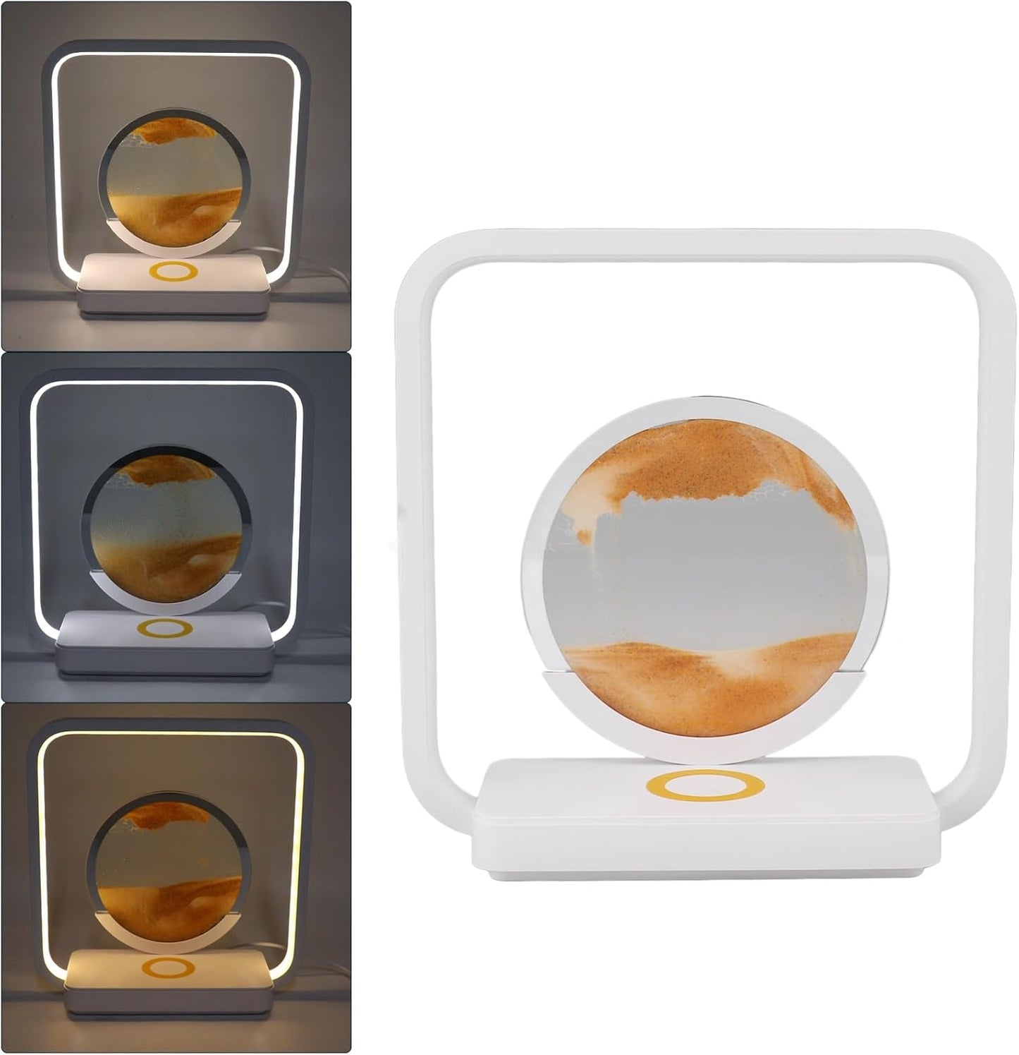 Lampe de Décoration Artistique en Sable Mobile, Peinture Couleur 3D, Lampe de Table de Nuit, Lampe de Bureau avec Chargeur de Téléphone sans Fil, Sablier Liquide Tactile
