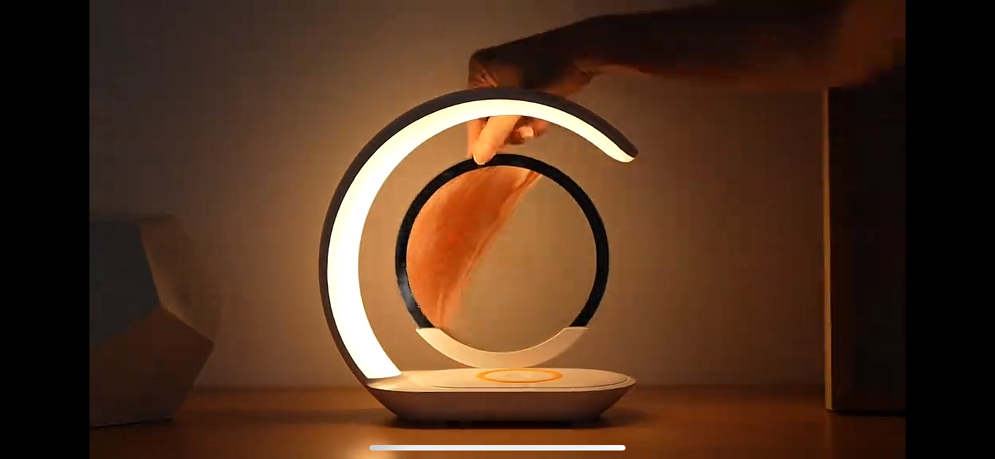 Lampe de Décoration Artistique en Sable Mobile, Peinture Couleur 3D, Lampe de Table de Nuit, Lampe de Bureau avec Chargeur de Téléphone sans Fil, Sablier Liquide Tactile