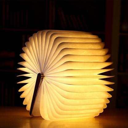 Lampe livre - bois marron clair / beige - 3 nuances de lumière blanche réglables (blanc brillant, blanc chaud et blanc jaune) - éclairage LED - grand - version premium avec papier Tyvek dupont - cadeau d'affaires - livre lumineux - lampe de lecture
