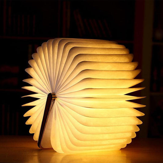 Lampe livre - bois marron clair / beige - 3 nuances de lumière blanche réglables (blanc brillant, blanc chaud et blanc jaune) - éclairage LED - grand - version premium avec papier Tyvek dupont - cadeau d'affaires - livre lumineux - lampe de lecture